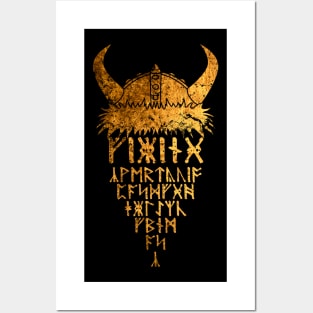 Viking Warrior Helmet Runes Beard Posters and Art